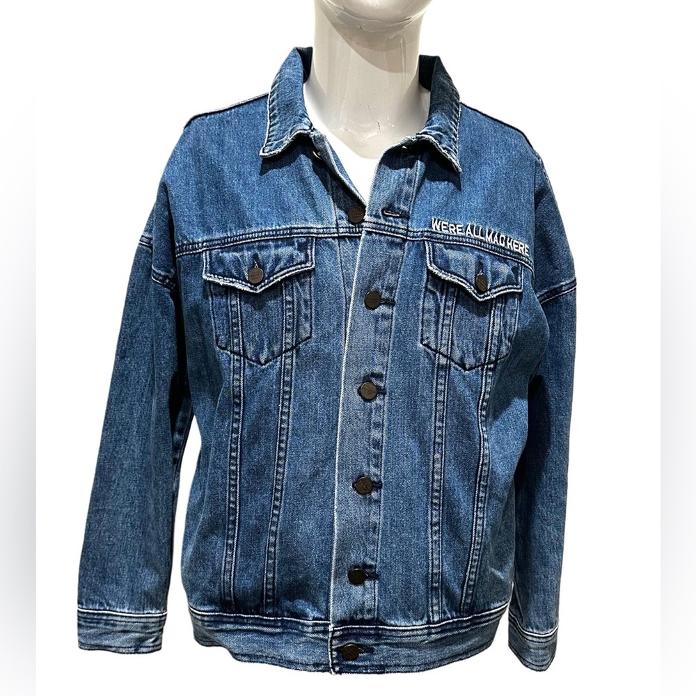DENIM STATEMENT For The Republic Dark Blue Jacket with Text Detail Peace medium - Picture 4 of 15